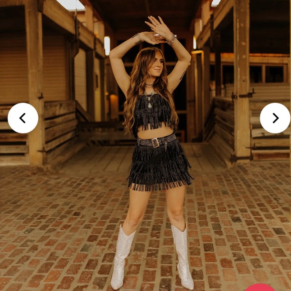 COPY - Black Rhinestone Skirt | Disco Cowgirl | Size M - Picture 2 of 3
